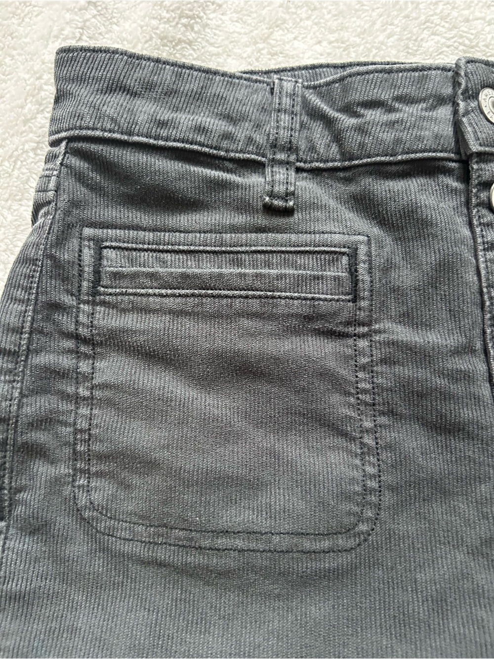 American Eagle High-Rise Button-Fly Charcoal Grey Flare Corduroy Jeans Pants 6 - Picture 6 of 11